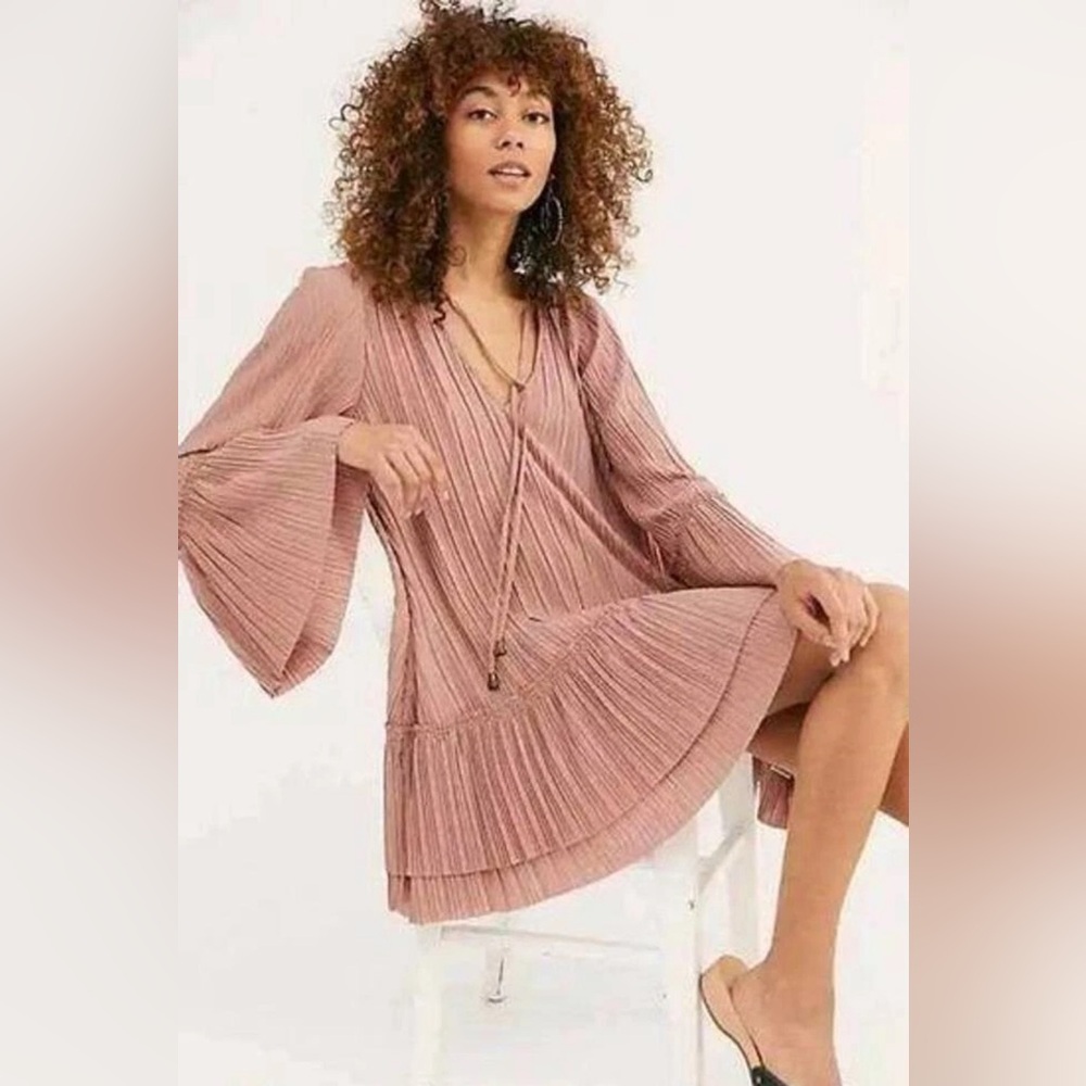 Free People Cant Help It Mini Dress Pink Clay Color Small L . Like New